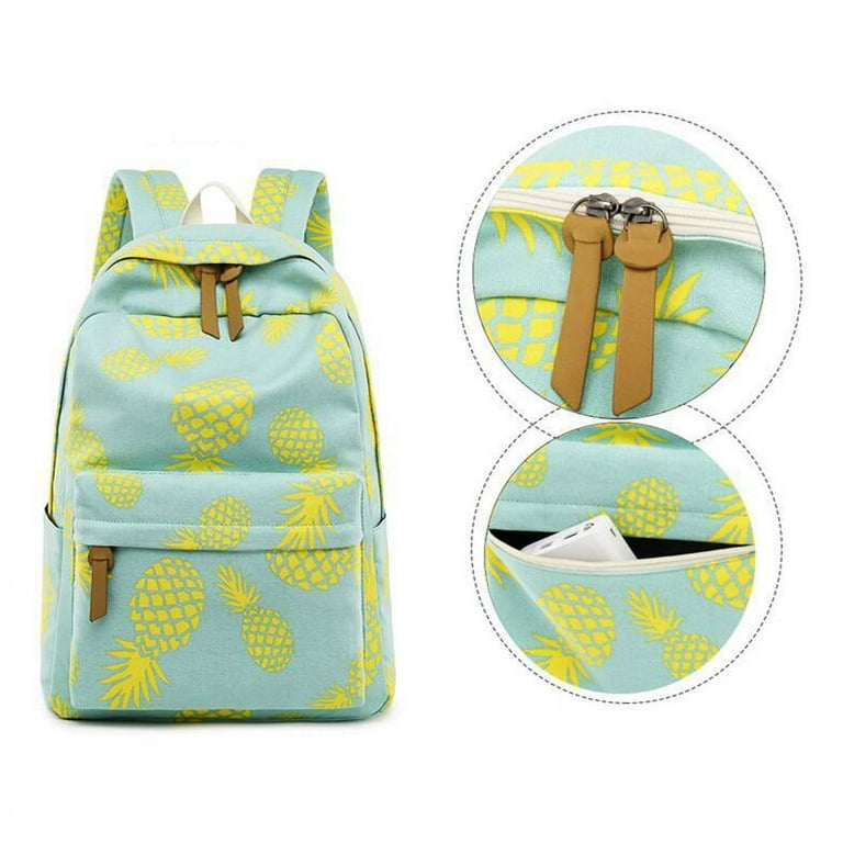 Pineapple School Backpacks for Teen Girls Pencil Bags with Zipper