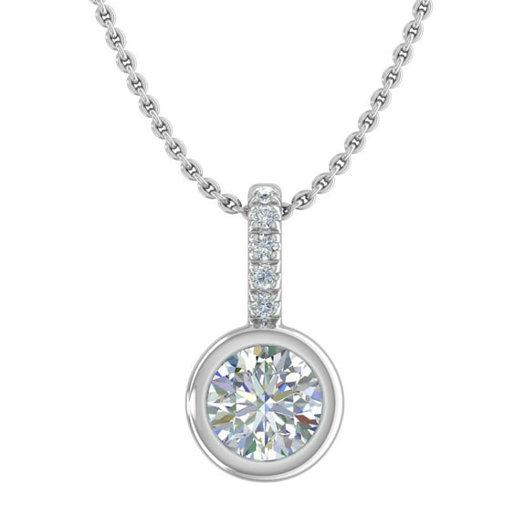 1/3 Carat Solitaire Diamond Pendant Necklace in 14K White Gold (Included Silver Chain)