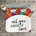 thumbnail image 3 of Ambesonne Colorful Quilted Bedspread Set 3 Pcs, Hippie Retro Words, Queen Size, White, 3 of 3