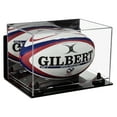 thumbnail image 1 of Deluxe Acrylic Rugby Ball Display Case with Mirror, Wall Mount, Black Risers and Clear Base (A004-BR), 1 of 3