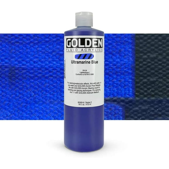 Golden Fluid Acrylics - Ultramarine Blue, 16 oz