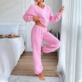 thumbnail image 2 of HAPIMO Women's Sets Thickened Warm Fleece Sweatshirt Casual Comfy Long Sleeve V Neck Tops Fleece Joggers Fall Winter Loungewear Sets Pink M, 2 of 8