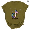 thumbnail image 1 of pitrice T-shirt pour Femme Imprimé, Haut Décontracté à Col Rond, Blouse à Manches Courtes, Vert Armée, TG, 1 of 4