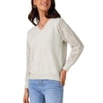 thumbnail image 4 of SUÉTER DE MUJER INSPIRE CHIC Cuello en V Tejido de Ganchillo Manga Larga Suéter Top XL Gris Beige, 4 of 6