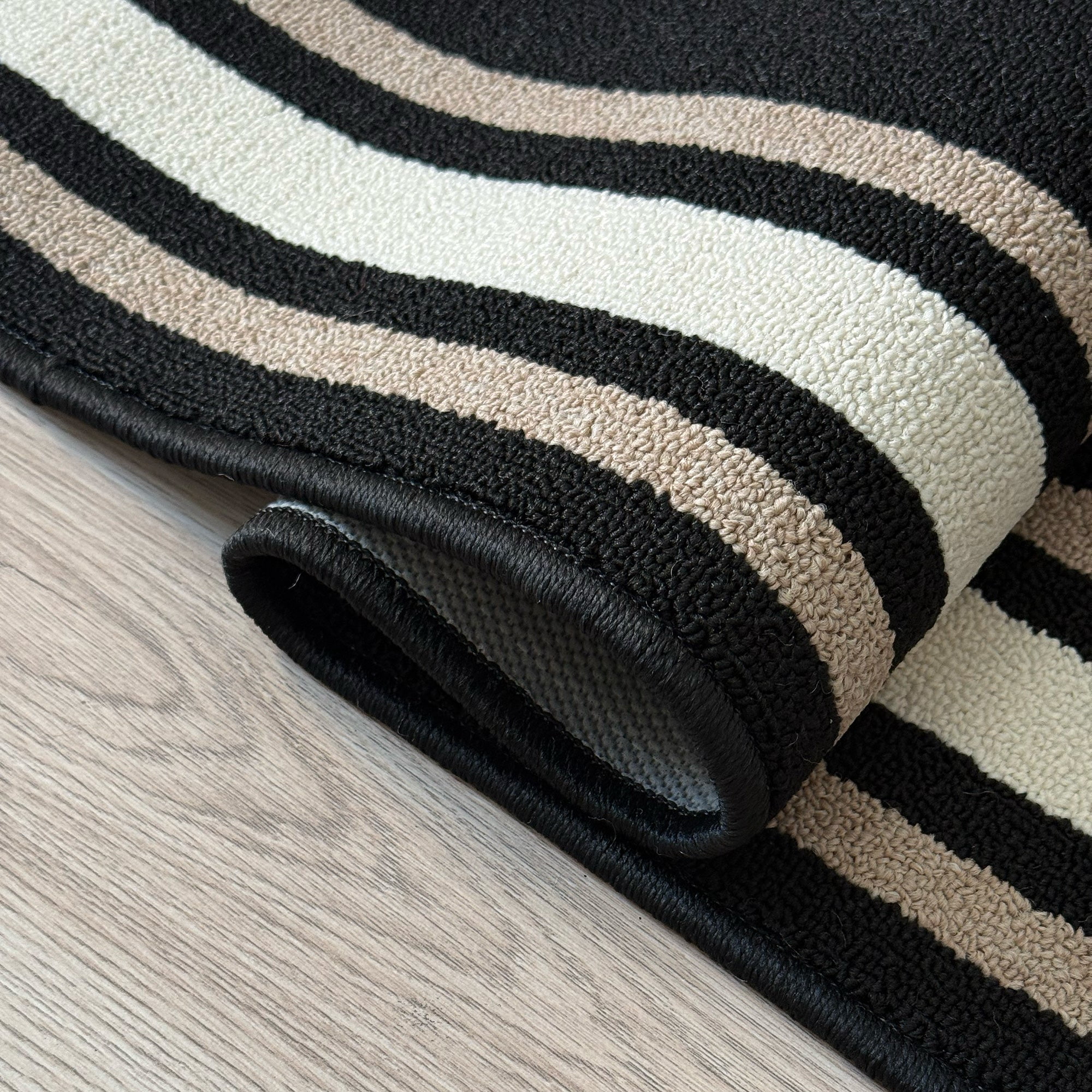 Custom Size Anti-Slip Machine Washable Loop Pile Bordered Black Runner Rugs ( 10' x 36")