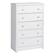 Atlin Designs 46" Tall 5-Drawer Chest for Bedroom in White Laminate