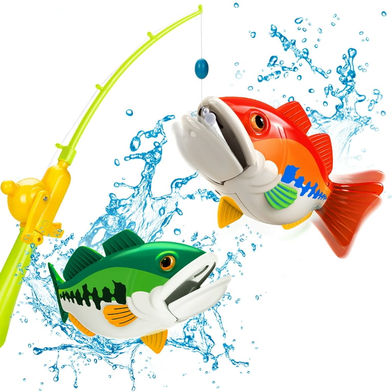 Forty4 Kids Fishing Game Toy with 1 Adjustable Fishing Rod and 2 Realistic  Fish, Pool Fishing Toy Set with Magnetic Bait, Safe and Durable Fishing Toy
