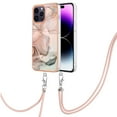 thumbnail image 5 of Mantto for iPhone 15 Pro Max Case, with Lanyard Adjustable Strap, Marble Pattern Soft TPU Bumper Hard PC Back Shockproof Protective Glossy Stylish Durable Phone Case for Women Girls,Rosegold, 5 of 7