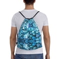thumbnail image 2 of Drawstring Backpack - Blue Kyanite Splash Proof Small Drawstring Gym Bag for Women Men, Cinch Sports String Bag Backpack for Travel Swimming Beach, 2 of 8