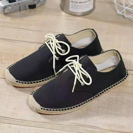 

Men s breathable canvas shoes slip-on loafers fisherman espadrilles black and white color 2021