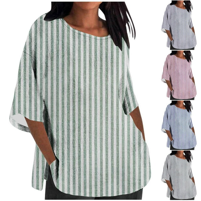 Ashirexll Chemises d'Été pour Femmes, Mode Décontractée pour Femmes, Chemise Ample Imprimée à Manches 3/4