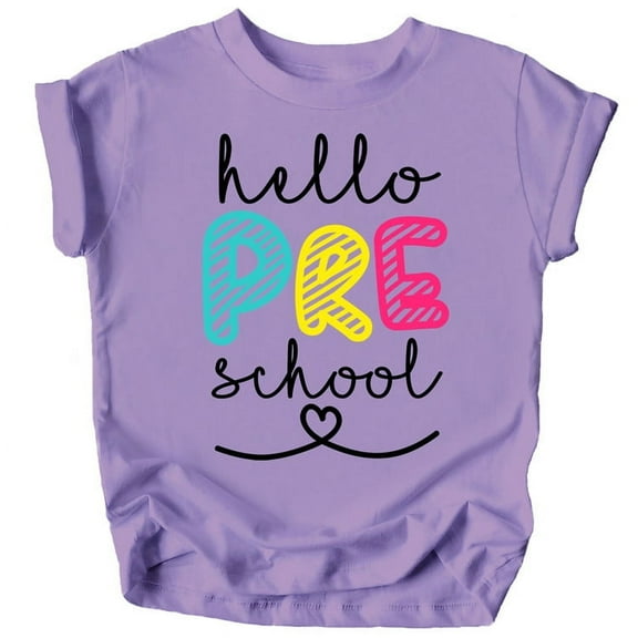 Olive Loves Apple Hello Preschool First Day of School Gift Back to School Purple Shirt 2T
