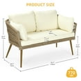 thumbnail image 3 of DWVO Love Seat Patio Sofa, All-Weather Wicker Large Loveseats Patio Sectional Furniture with Cushions & Lumbar Pillows - Beige, 3 of 9