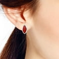 thumbnail image 5 of Mystical Ocean Pointed Ovals with Red Coral Inlays Post Stud Earrings, 5 of 5
