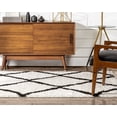 thumbnail image 4 of Well Woven Celina Black Moroccan Shag Diamond Trellis Pattern Area Rug 5x7 (5'3" x 7'3"), 4 of 7