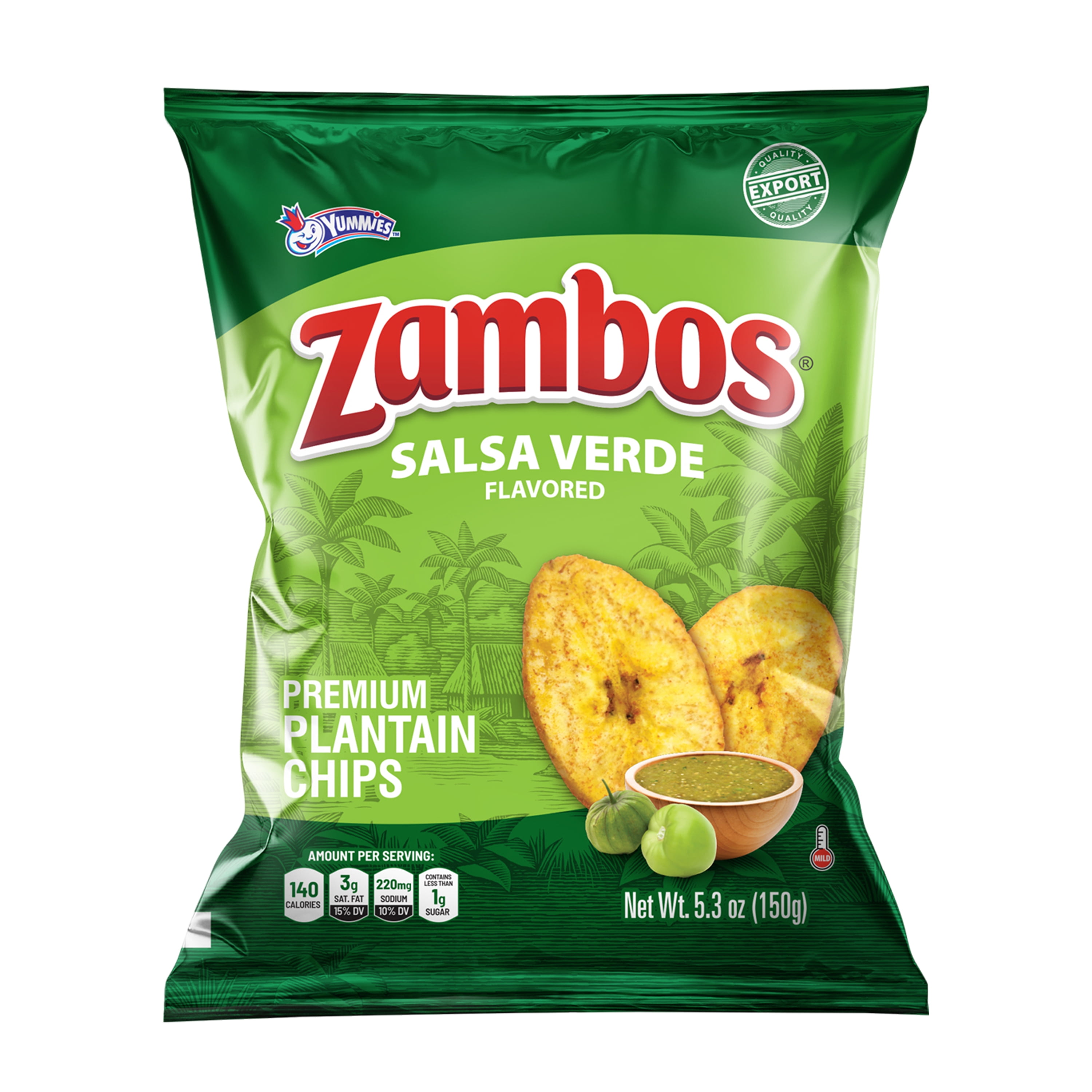 Zambos Premium Salsa Verde Plantain Chips, 5.30 oz Bag