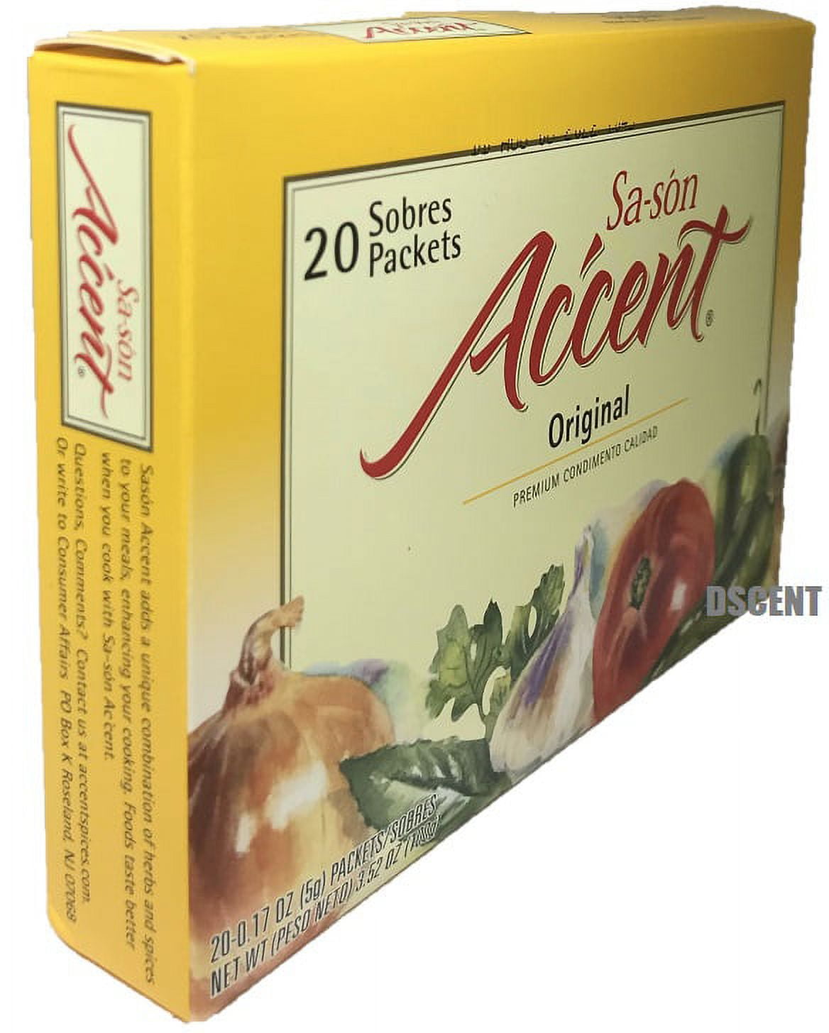 (4 pack) Sason Accent Original Premium Quality Seasoning, 20 Count Pack