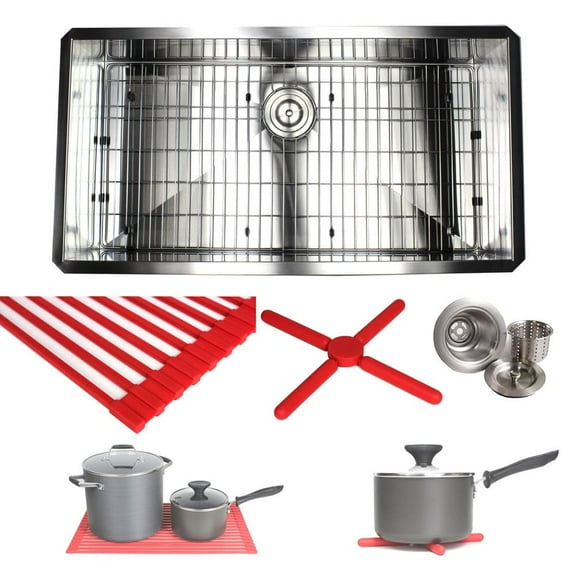 Contempo Living Inc Ariel 36-inch Stainless Steel Zero Radius Single Bowl 16-gauge Undermount Kitchen Sink