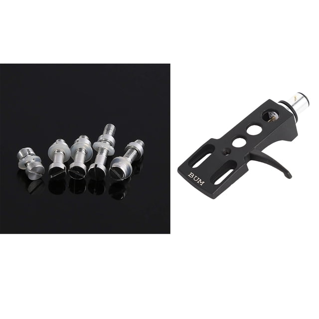 1x Black Turntable Headshell for Technics & 5Pcs M2.5 Screws Bolt Nut Washers Set Turntable Headshell Cartridge Stylus