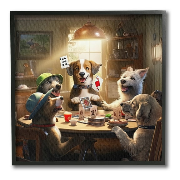 Stupell Industries Dogs & Magic Tricks Animals & Insects Painting Black Framed Art Print Wall Art, 12 x 12