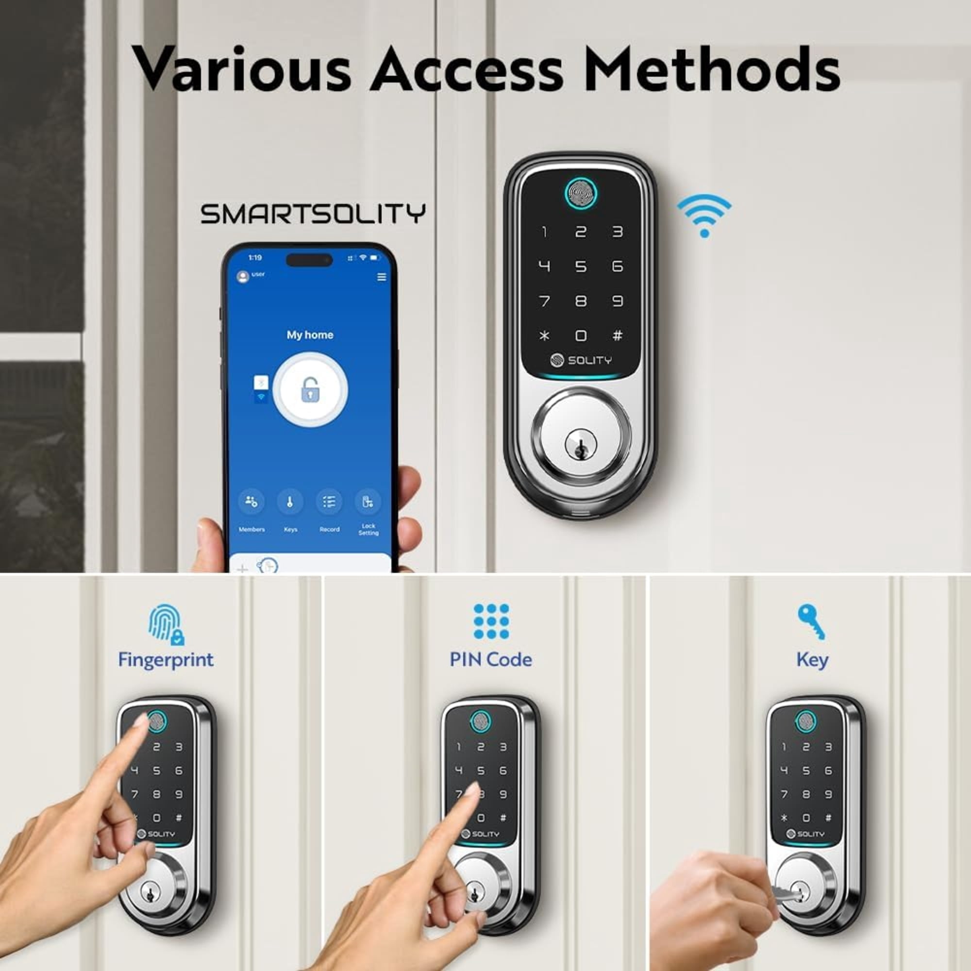 Solity GT10BKSN Satin Nickle Smart Lock