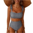 thumbnail image 6 of Maqroz Modest Swimwear for Women 2 Piece Striped Swimsuits High Waisted Square Neck Bathing Suits Cute 2026 Trendy Knot-Front Bikini Set, 6 of 6