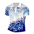 thumbnail image 3 of Ceisia Men's Slim Fit Short Sleeve Geometric Print Turndown Collar Shirt with Contrast Trim Blue XXL Gifts, 3 of 5