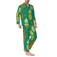 thumbnail image 2 of Wukai Pineapples1 Men's Long-Sleeve Pajama Set - Comfortable Sleepwear with Button-Down Shirt and Pants-Small, 2 of 6