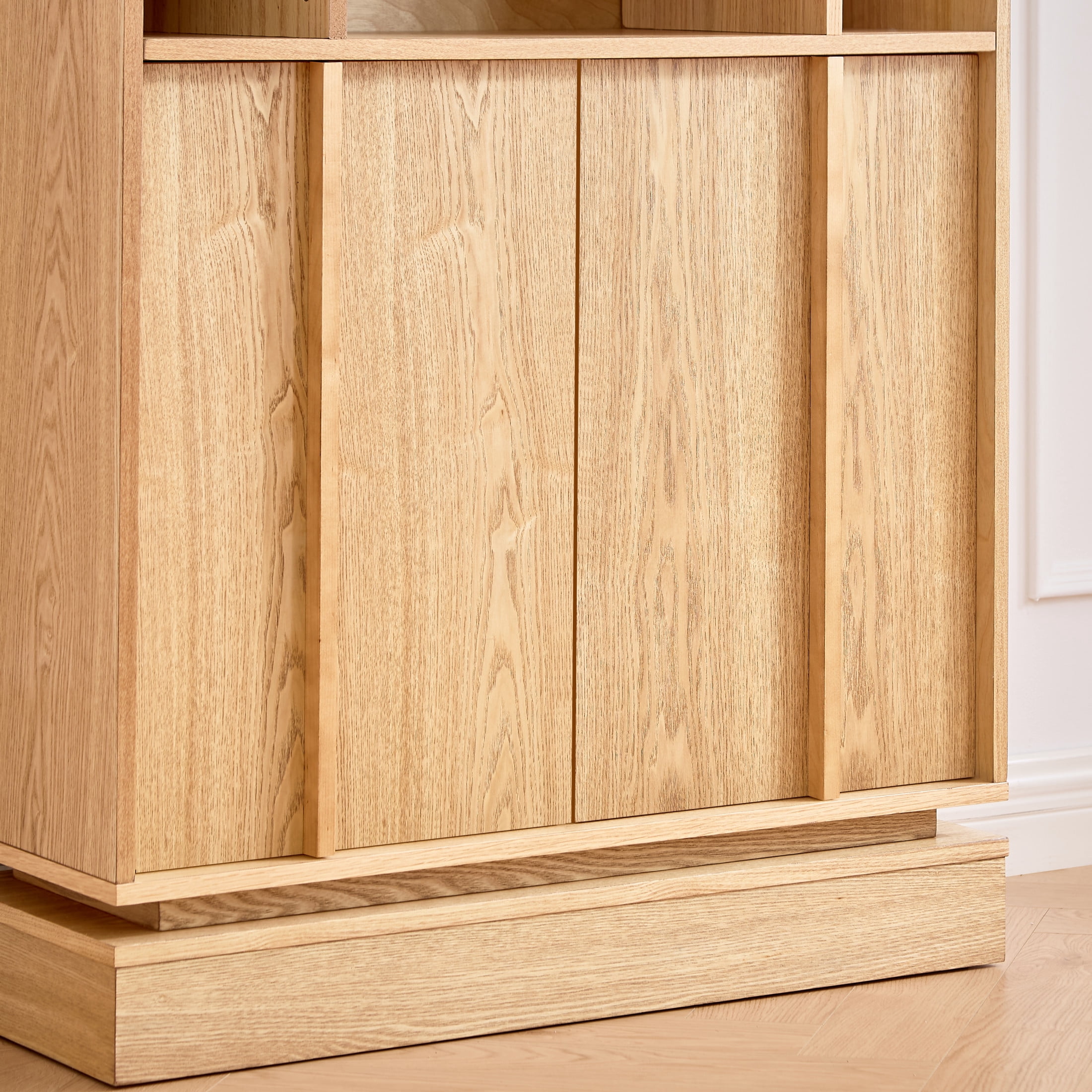 GDF Studio Farmhouse Fluted Sideboard Buffet Cabinet with 2 Doors, Adjustable Shelf, Natural