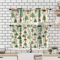 thumbnail image 4 of Cartoon Drapery Curtains, Merry Christmas Cute Bells Pine Tree Pole Pocket Window Decorations, Kitchen Living Room Bedroom 54x18in+27x24in X2, 4 of 5
