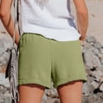 thumbnail image 6 of BRELIL Women's Elastic Waist Shorts with Pockets Casual Solid Lounge Shorts Beach Vacation Summer Outfits Loose Fit Travel Trousers, Green S, 6 of 7