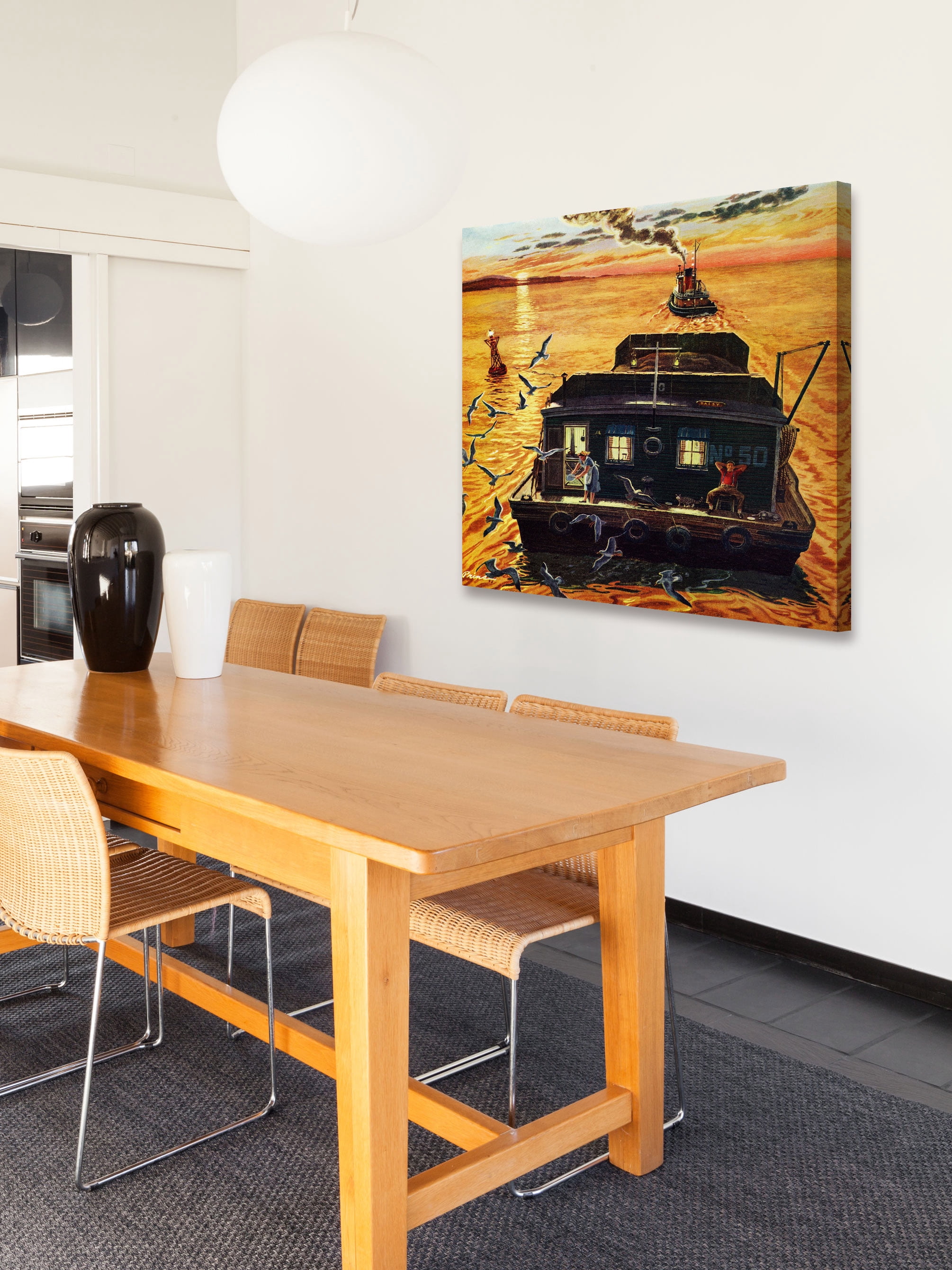 "Houseboat" Painting Print on Wrapped Canvas
