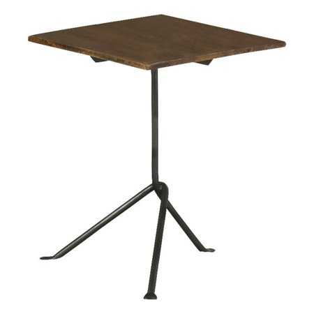Pemberly Row 15.75 Square Wood Top Accent Table in Dark Brown/Gunmetal