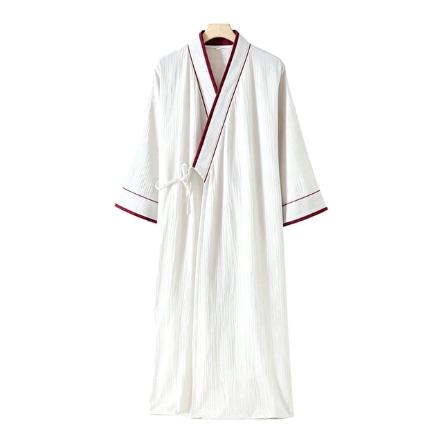 Mens Summer Robe Cotton Lightweight Bathrobe, Long Kimono Robe, Breathable Soft Bath Robe For Summer, Lounge & Shower Loose Fit Pajama