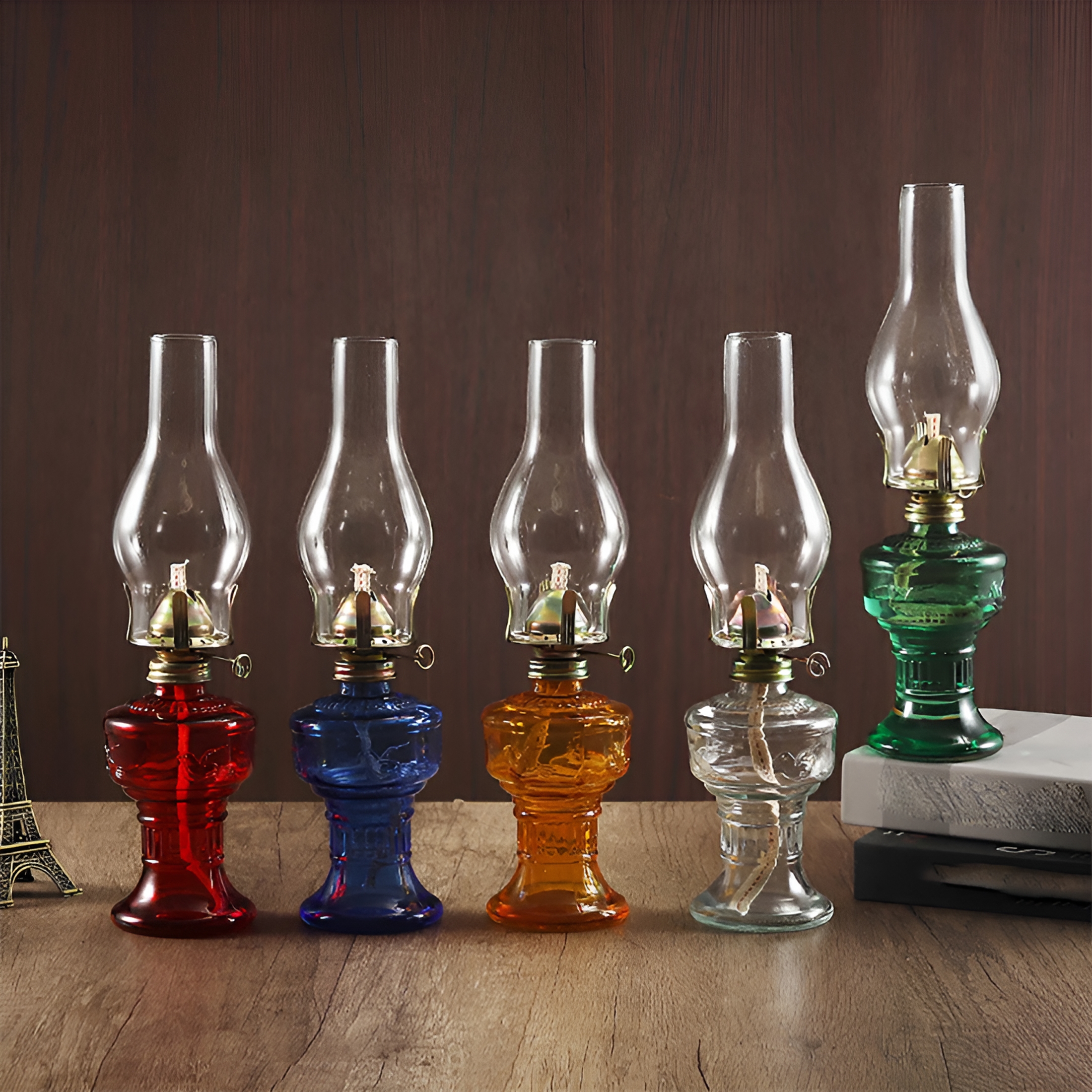 LAMIRO Oil Lamps for Indoor Use Vintage Kerosene Lamp Clear Hurricane Lamp Rustic Kerosene Lantern with Adjustable Fire Wick Lighting Oil Lantern for Home Emergency Lighting