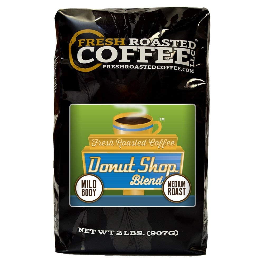 Fresh Roasted Coffee LLC, Donut Shop Blend Coffee, Whole Bean, 2 lb Bag