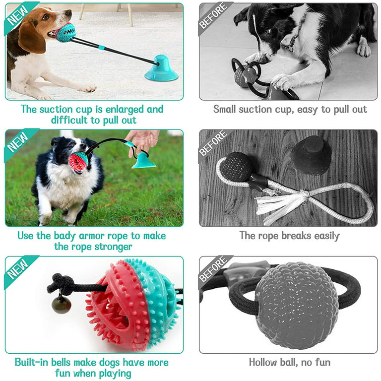 Tug of War Dog Toy, Suction Cup Dog Toy, Dog Pull Toy with Super Strong Suction Cup, Dog Enrichment Toys for Medium and Large Dogs, Squeaky Dog Toys