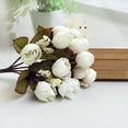 thumbnail image 4 of Artificial Flowers Bouquet Mini Rose Wedding Home Office Decor,Sweet Artificial Rosebud Bouquet Home Wedding Cloth Rose 15 Flowers on 1 Piece, 4 of 8