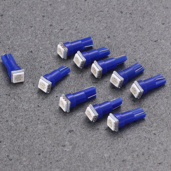 WRITWAA 10Pcs Blue T5 5050 Smd Wedge Led Light Bulbs for Auto Interior Lights