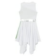 thumbnail image 3 of iiniim Girls Kids Sequins Ballet Asymmetric Lyrical Praise Dance Liturgical Metallic Color Block Modern Dress Light Green 14, 3 of 7