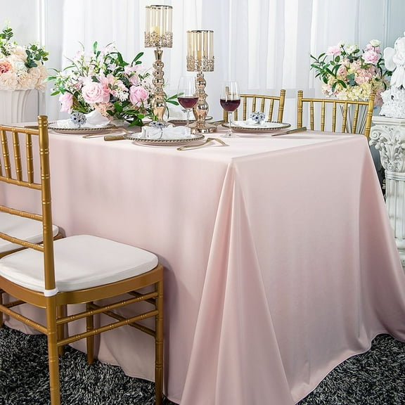 Wedding Linens Inc. Wholesale Scuba Wrinkle Free 60" x 120" Rectangular Table Cover Tablecloth - Blush Pink