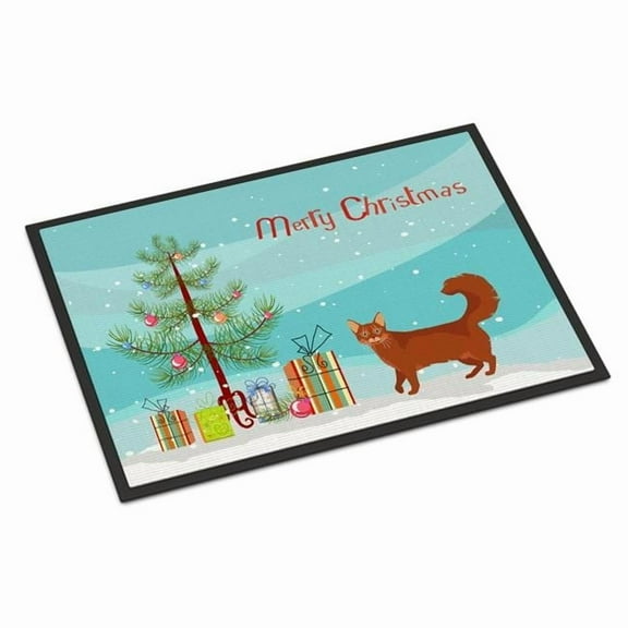 Carolines Treasures CK4722MAT 18 x 27 in. Somali Cat Merry Christmas Indoor or Outdoor Mat