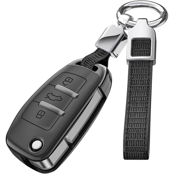 Key Fob Cover Compatible with Fit for Audi A1 A3 A4 A5 A6 A6L A8 Q2 Q3 Q5 Q7 TT TTS R8 S3 S4 S5 S6 RS3 RS4 2010-2024 Glossy Flip-out Key Case Keychain Case Holder Protector