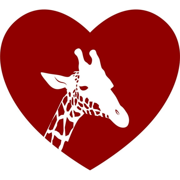 Design With Vinyl Artwork animal Giraffe In Heart Zoo Animals Long Neck Cute Wall Decal for Children - Love Symbol Kids Fovorite Themed Décor - Size: 8 In x 8 In