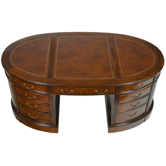 Burled Oval Partners Desk