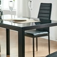 thumbnail image 3 of INO Design 7 Piece Mid-Century Modern Black Glass Top Dining Table Set for 6 Comfortable High Back Upholstered Faux Leather Chair - Kitchen Furniture, Living Room, Restaurant, Office (Black), 3 of 12