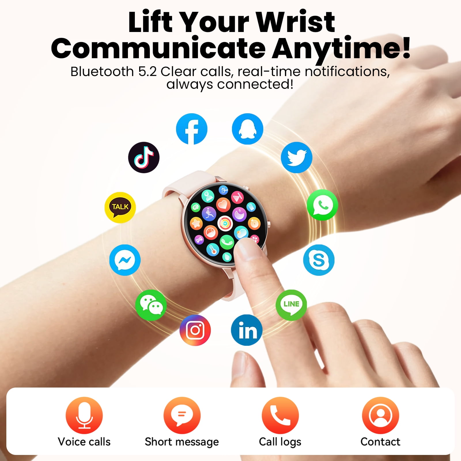 Smart Watch for Women, 1.39" Fitness Tracker with Bluetooth Calls(Answer&Make&Message Reminder), Smart Watch Fits for Android and iPhone, IP67 Waterproof, 100+ Sport Modes Smartwatch, for Gift, Pink