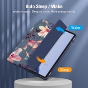 Fintie Hybrid Slim Case for Samsung Galaxy Tab S10 Lite/ S10 FE/ S9 FE 10.9 Inch/ S9 11 Inch with S Pen Holder, Shockproof Cover with Clear Transparent Back Shell, Auto Wake/Sleep, Blooming Hibiscus