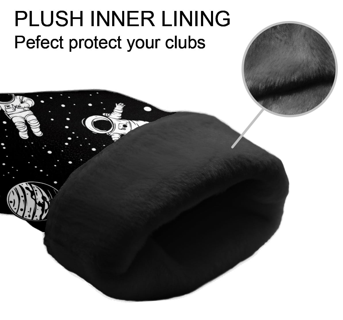 Golf Club Covers PU Leather Waterproof Head Covers for Fairway Woods Hybrids Astronaut Pattern Unisex Fits Most Brands
