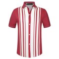 thumbnail image 1 of Lars Amadeus Camisa de manga corta con botones y estampado de bloques de colores irregulares para hombre rojo blanco S Unique Bargains Camisa, 1 of 6